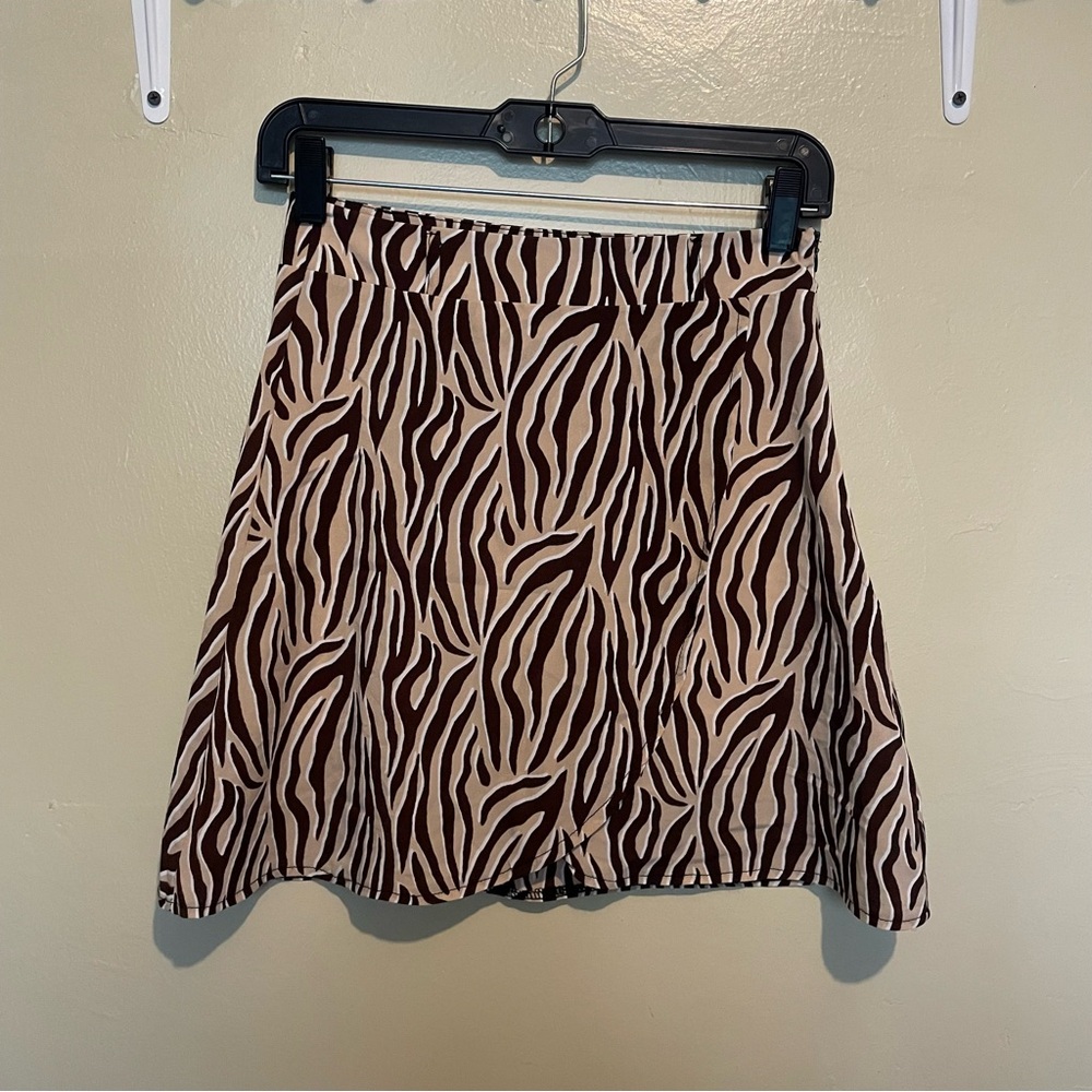 momokrom brown zebra print skort